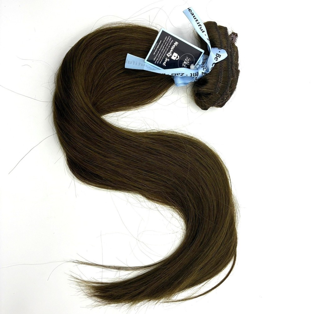 ZALA 24" 9pc Clip In Remy Hair Extensions Chestnut Brown #6 220g NWT